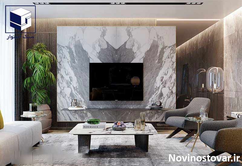 سنگ اسلب پشت تلویزیون